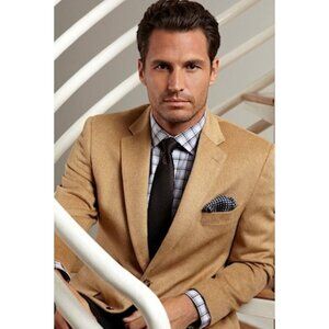 Enrico Valenti Lanificio Campo 100% Cashmere Jacket Sport Coat Blazer Camel 43